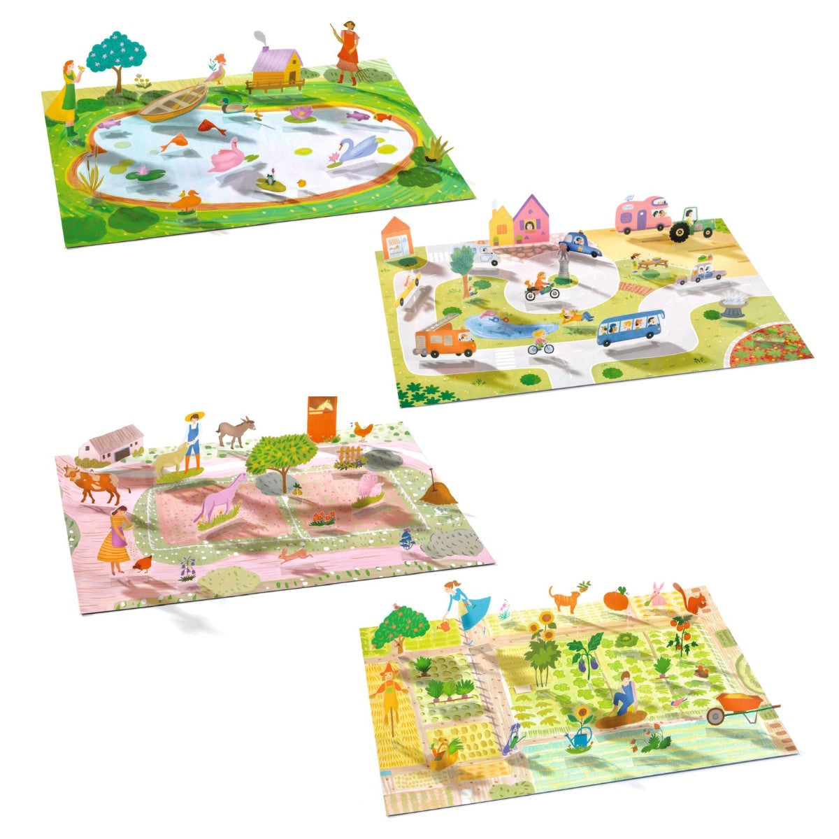 Djeco Creative Stand-Up Stickers, Farmyard