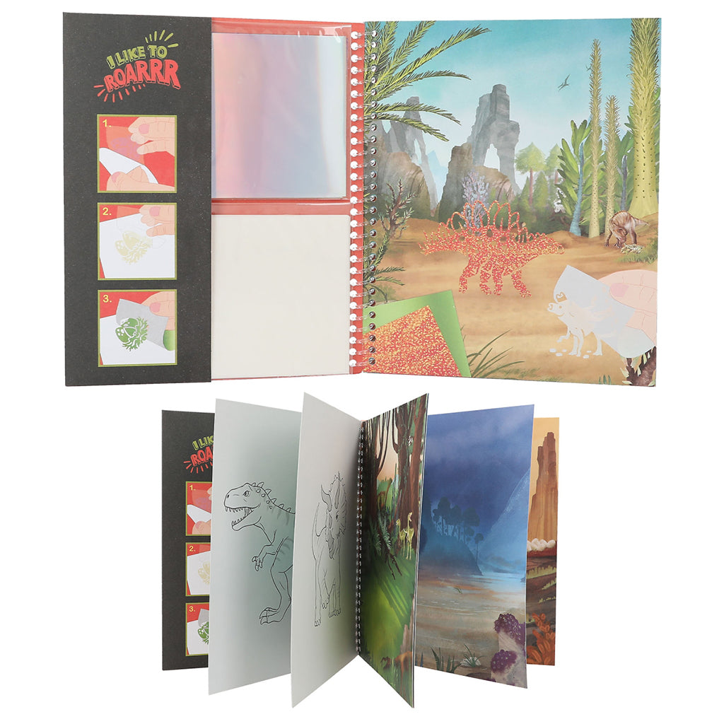 Dino World Coloring Book Stick & Shine