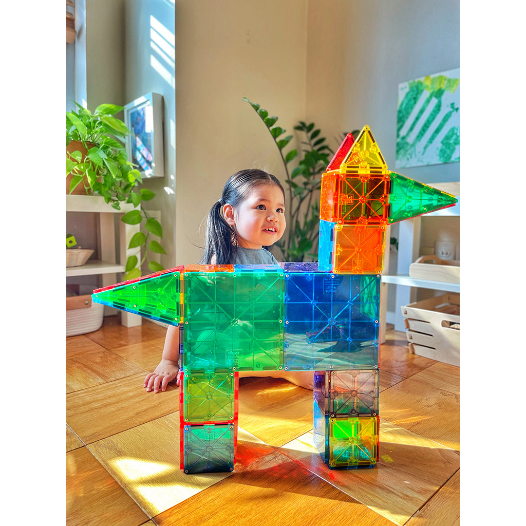 Magna-Tiles Clear Colors, Magnetic Building Set with 100 Pieces