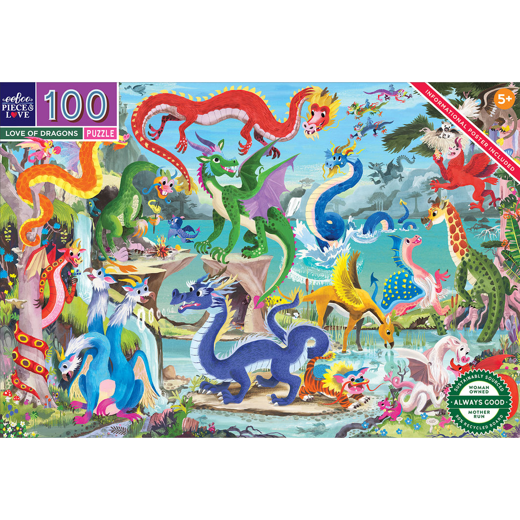 eeBoo Puslespil 100 brk, Dragernes verden