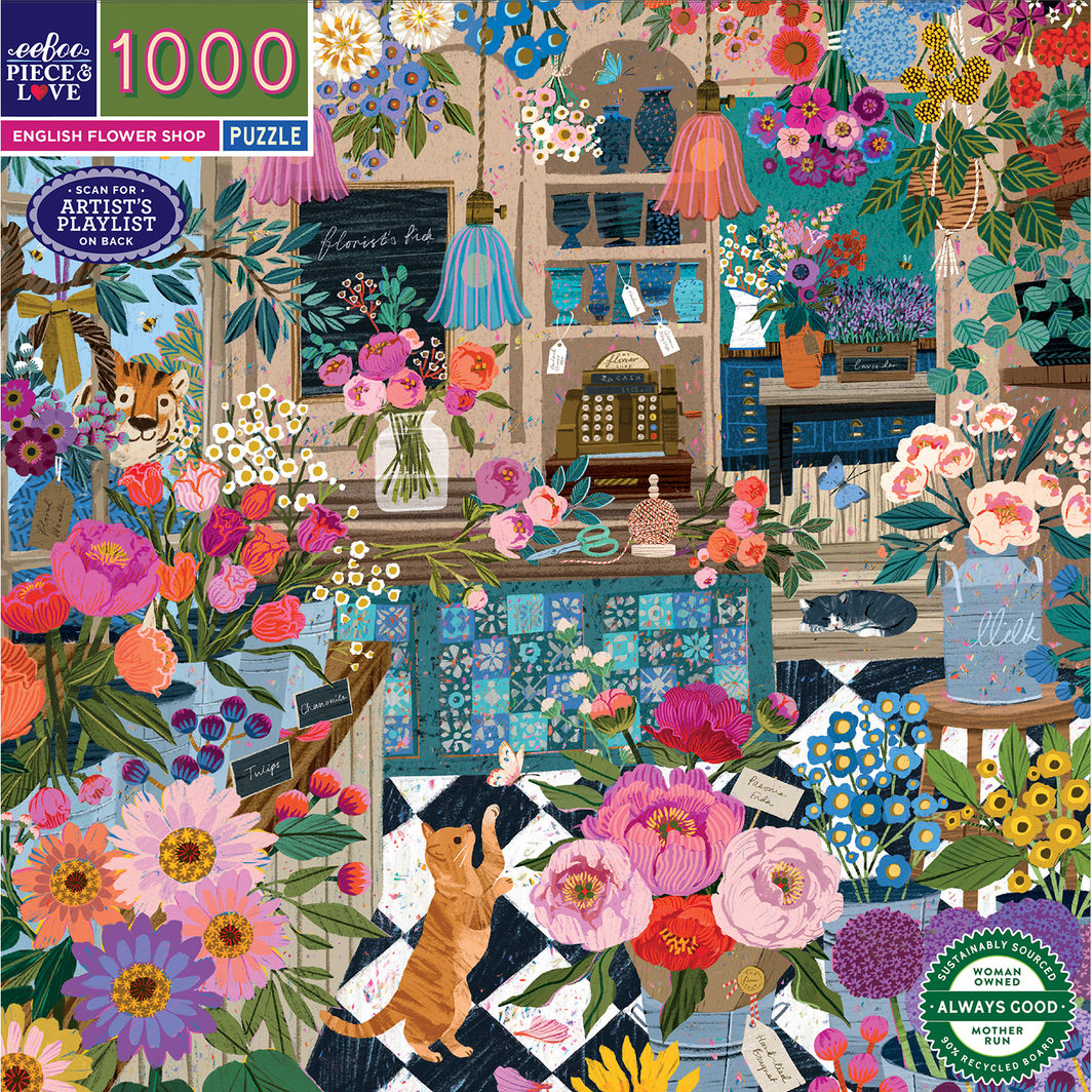 eeBoo Puzzle 1000 Pieces, English Flower Shop
