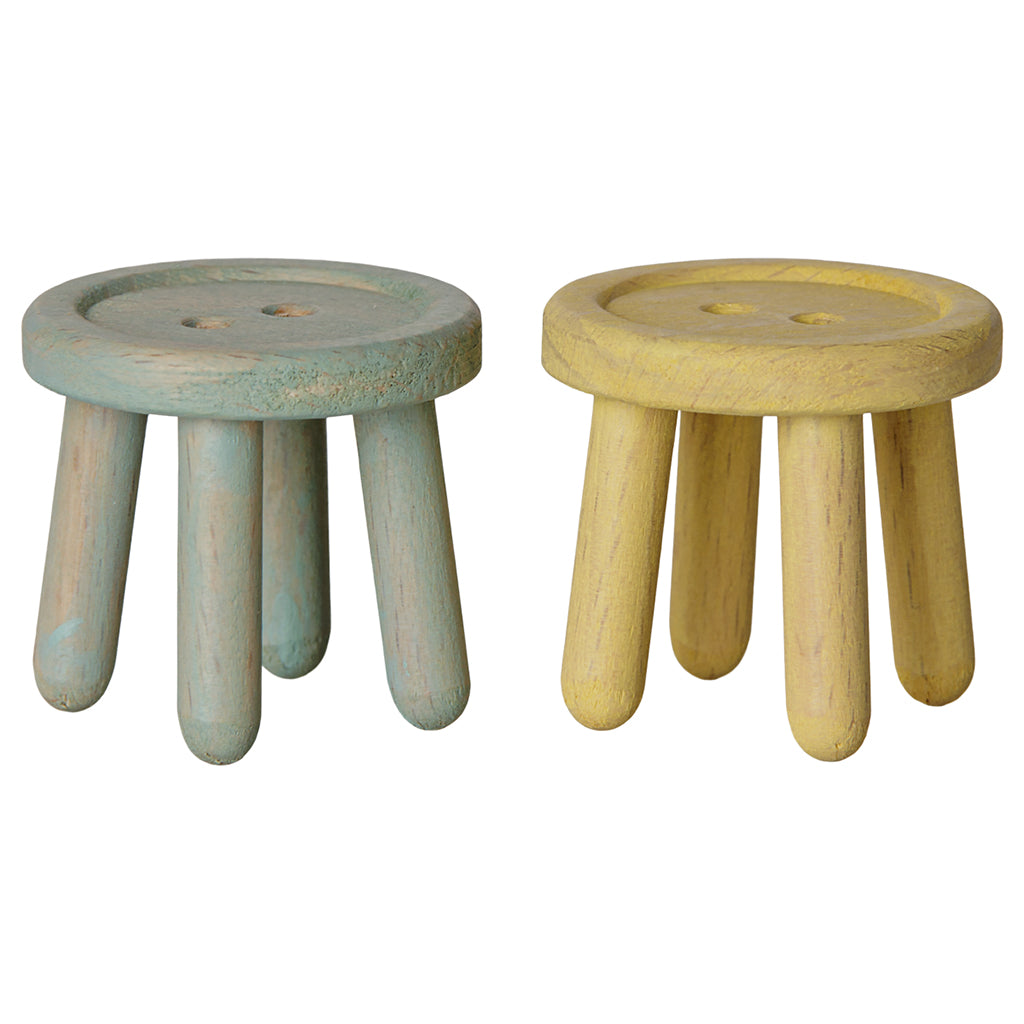 Maileg Accessories for Mice, Stool Set – Mint/Light Yellow