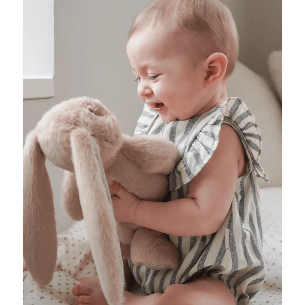 Cam Cam Teddy Bear, Billie Rabbit Medium - Latte/Classic Stripes Camel