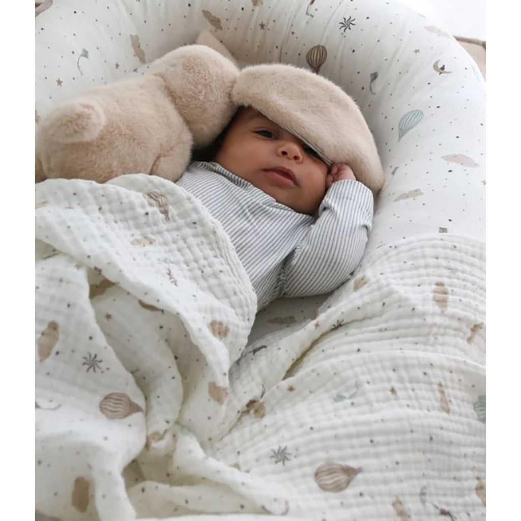 Cam Cam Teddy Bear, Billie Rabbit Medium - Latte/Classic Stripes Camel