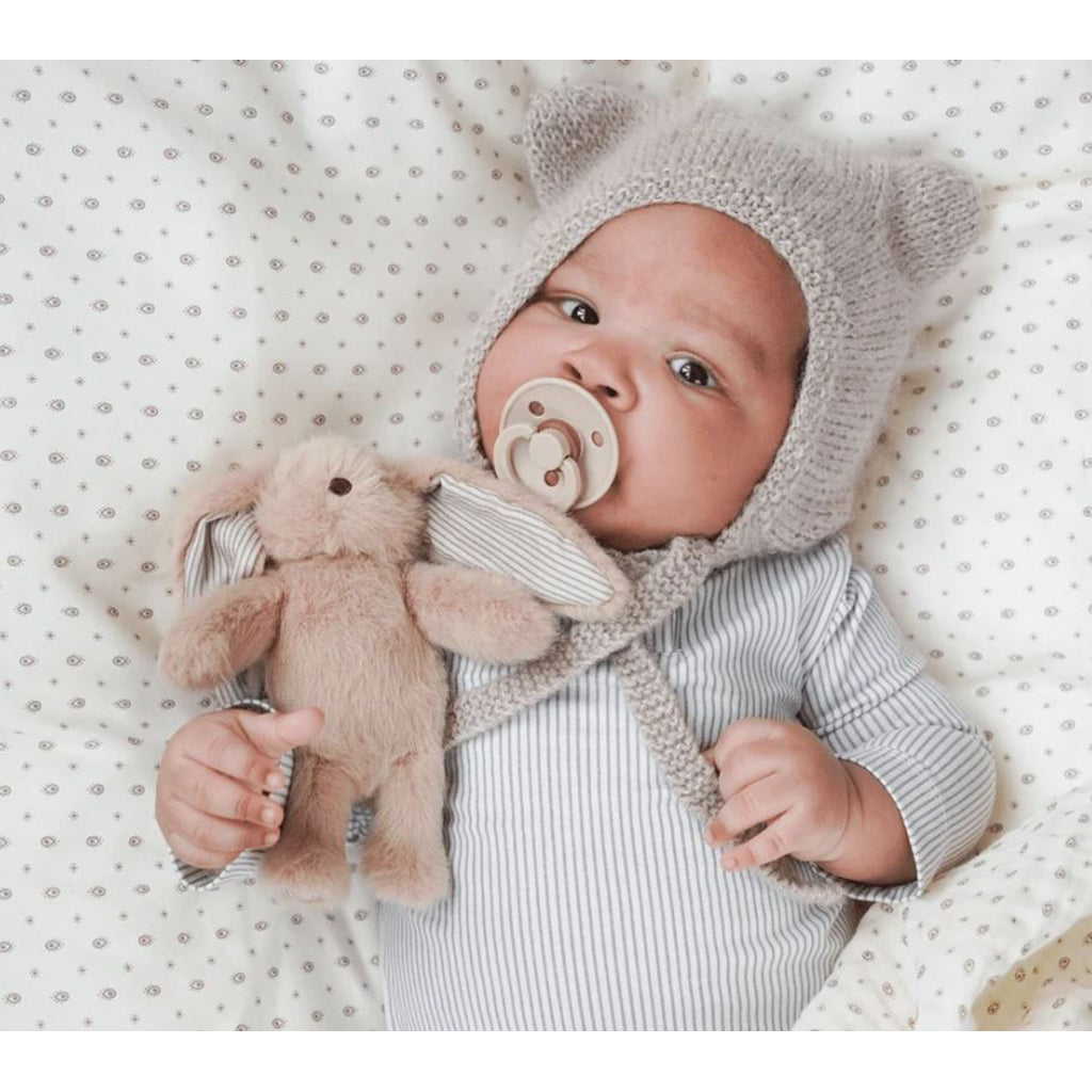 Cam Cam Teddy Bear, Elva Rabbit Small - Latte/Classic Stripes Camel