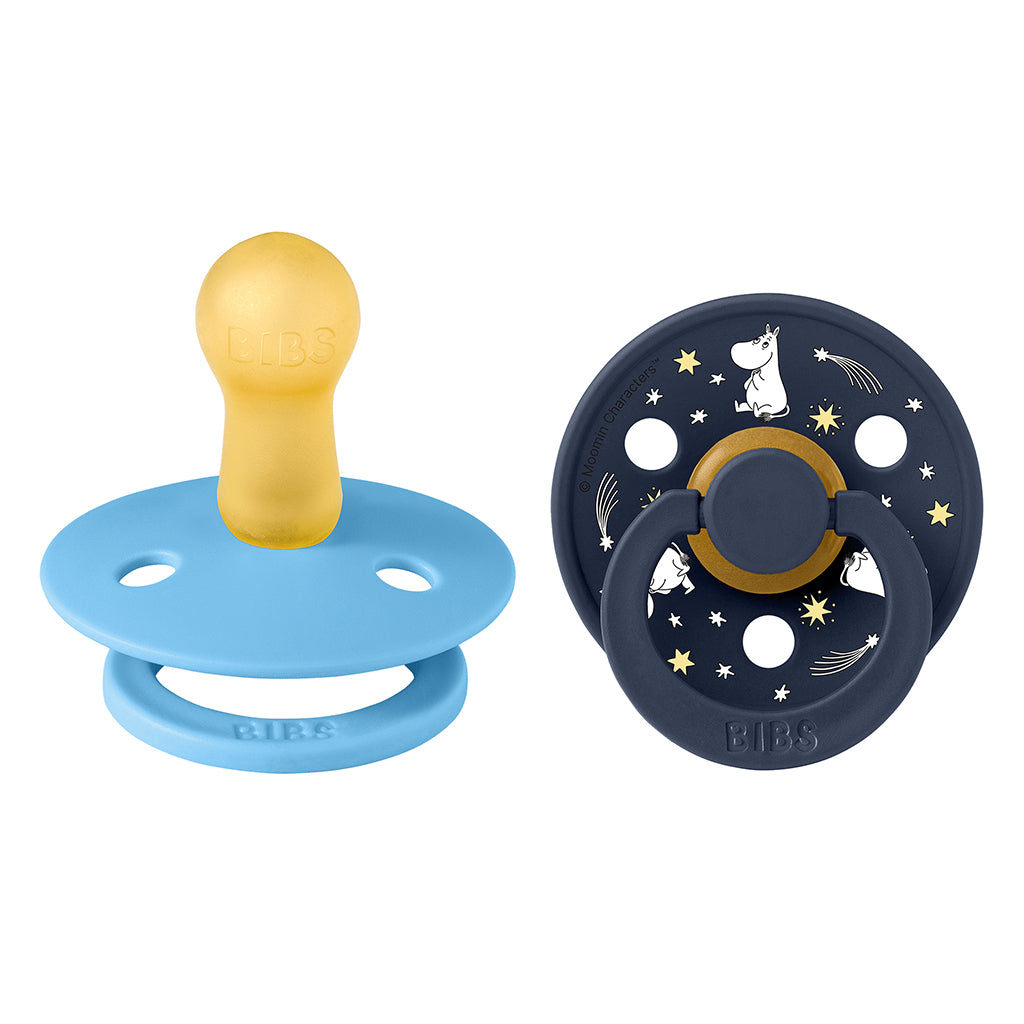 Bibs x Moomin Pacifiers in Natural Rubber, Size 2 - Moomin, Good Night - Breeze Mix