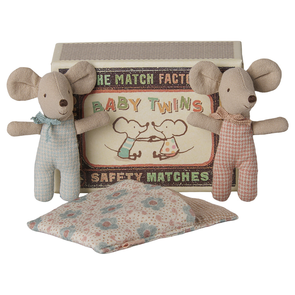 Maileg Baby Mice in a Box, Twins – Checkered