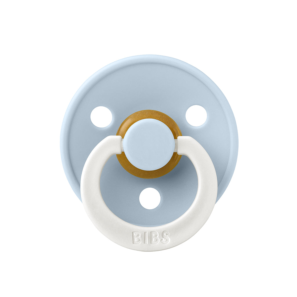 Bibs Pacifier, Natural Rubber, Size 2 – Baby Blue GLOW