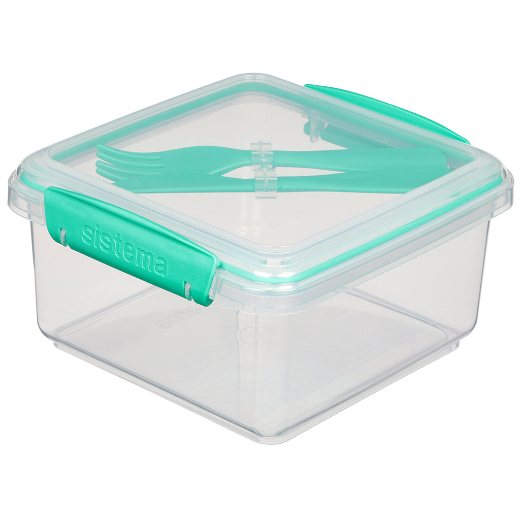 Sistema Lunch Plus lunchbox with 1 compartment and cutlery, 1.2 L – Minty teal