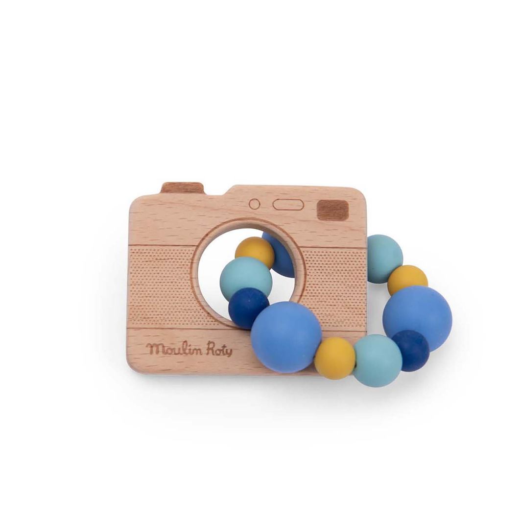 Moulin Roty Rattle with Teething Ring, Camera - Puce & Pilou