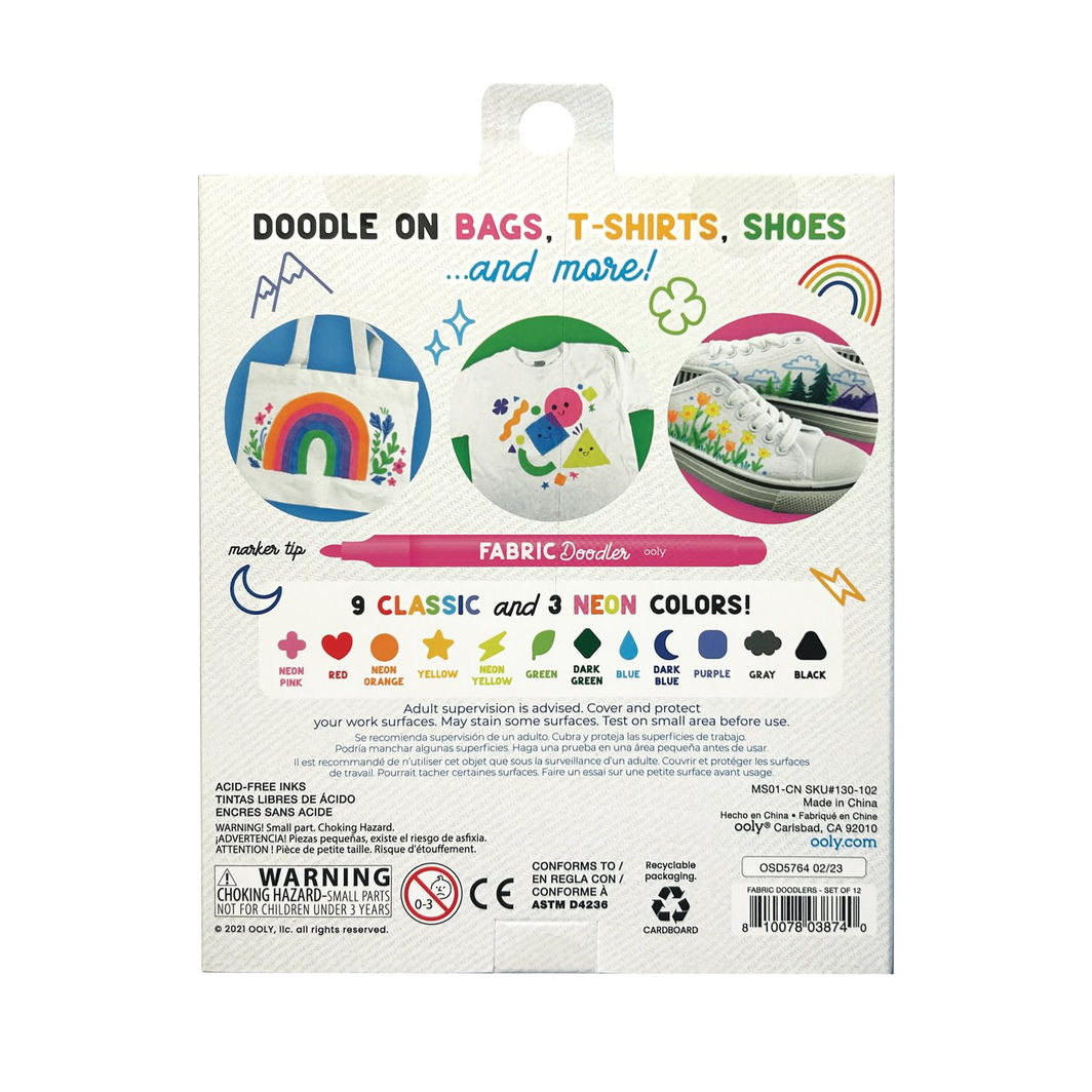 Ooly Tekstil tuscher 12 stk, Doodlers