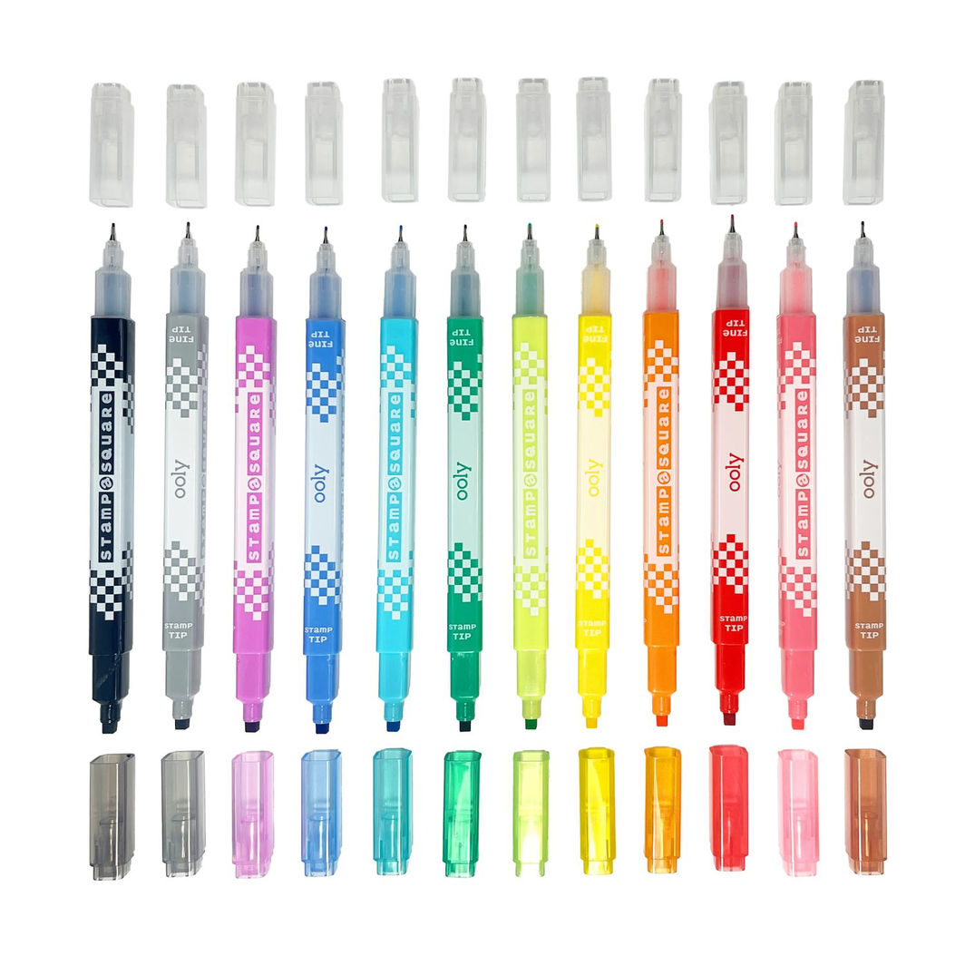 Ooly Marker Set of 12, Double-Sided - Stamp a Square