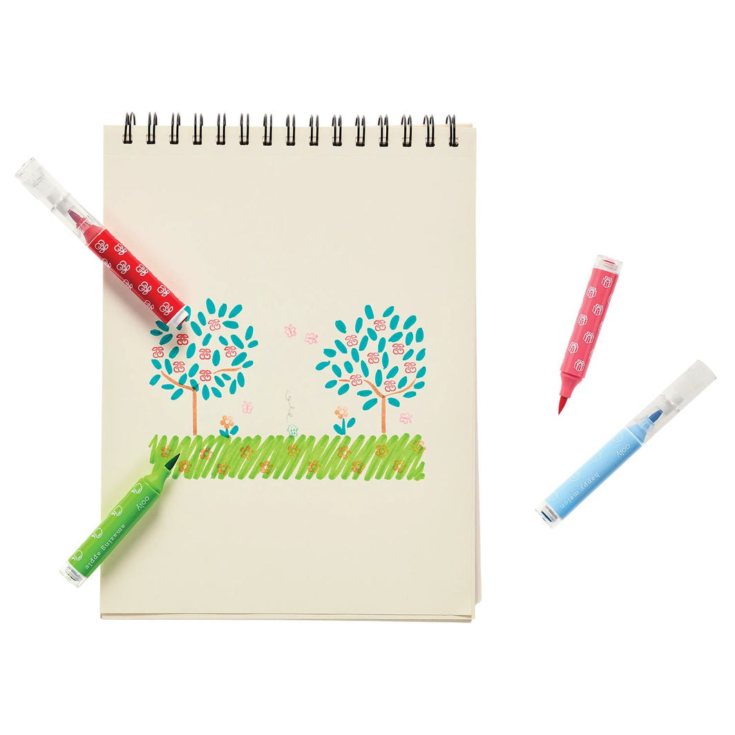 Ooly Brush Markers with Stamps, 18 pcs, Stampables