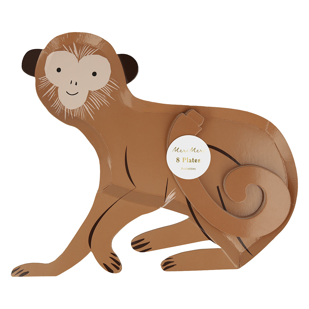 Meri Meri Paper Plates, Monkey - Pack of 8