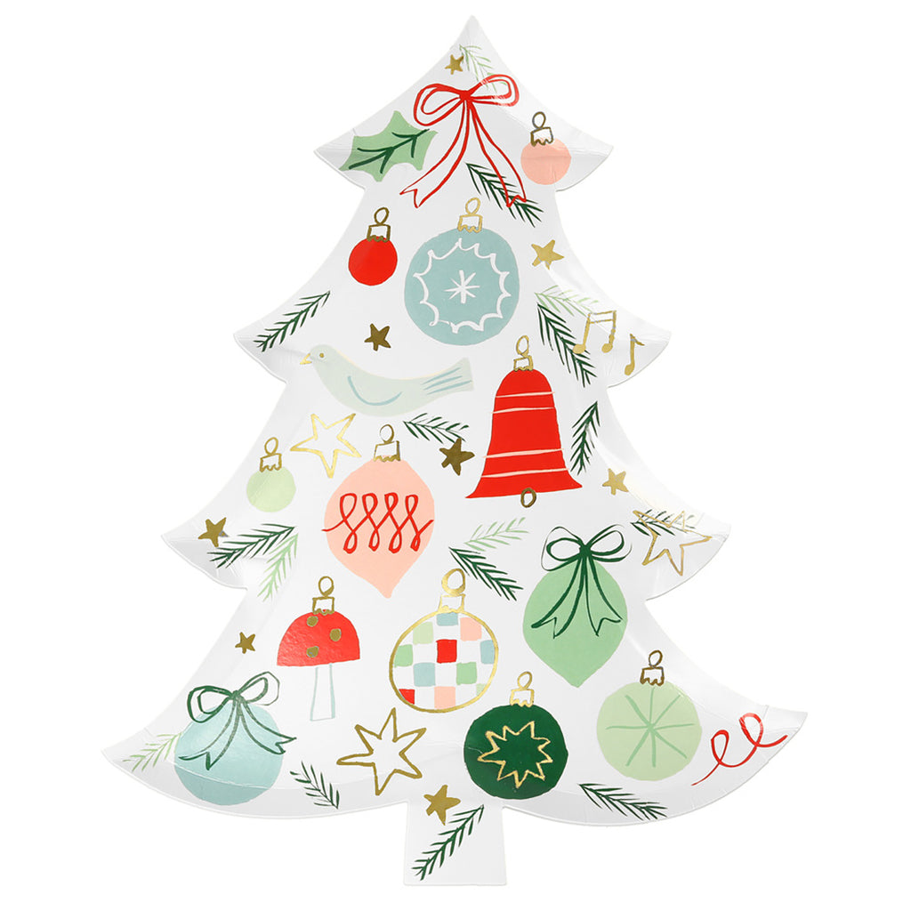 Meri Meri Paper Plates, Christmas - Christmas Tree Design - Pack of 8