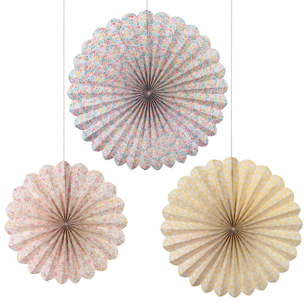 Meri Meri x Liberty Paper Fans, 3 pcs