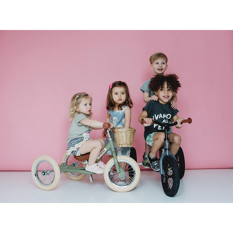 Trybike Three-Wheeled Balance Bike, Vintage Cream with Retro Styling