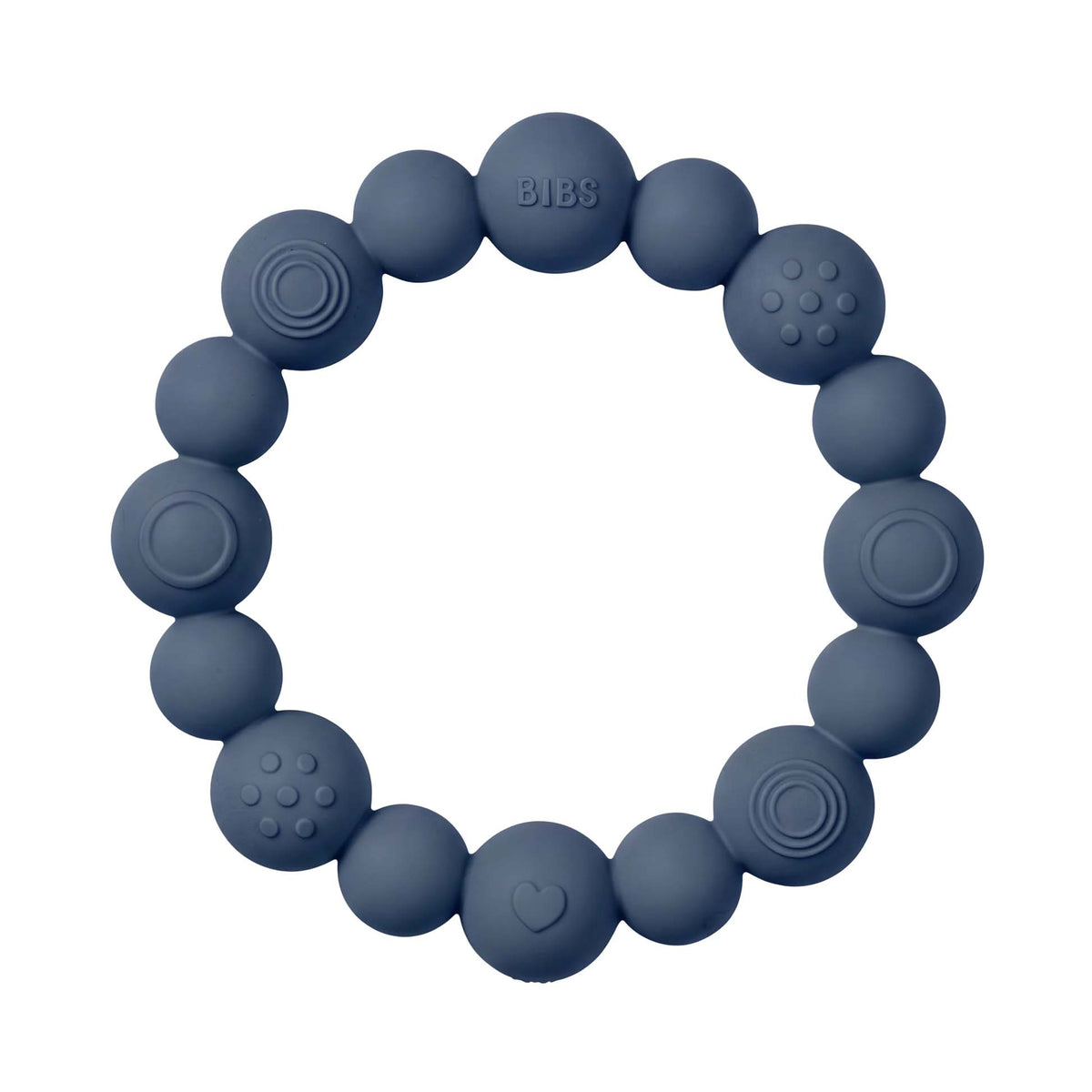 Bibs Silicone Teething Ring, Beaded – Steel Blue