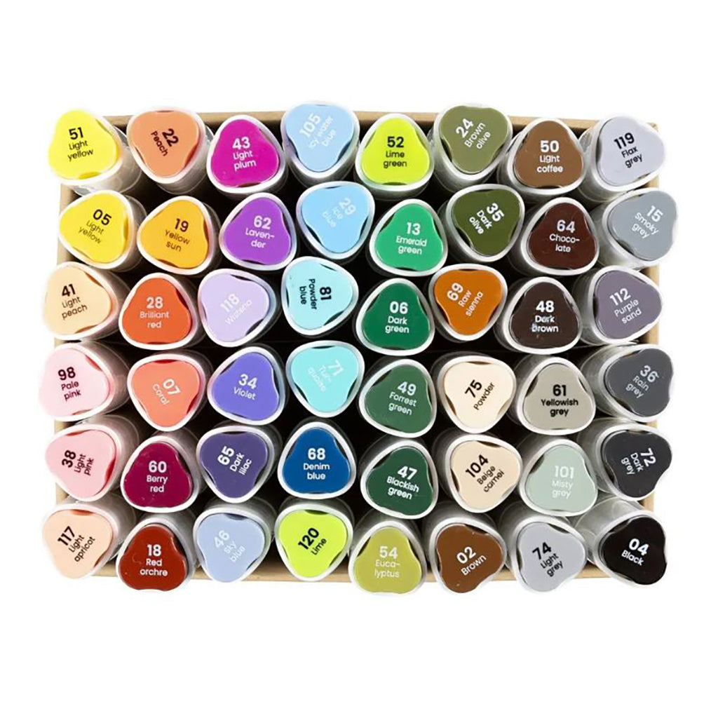 Illustration Marker, dobbelt, streg 1 + 8 mm streg, 48 stk. - Standardfarver