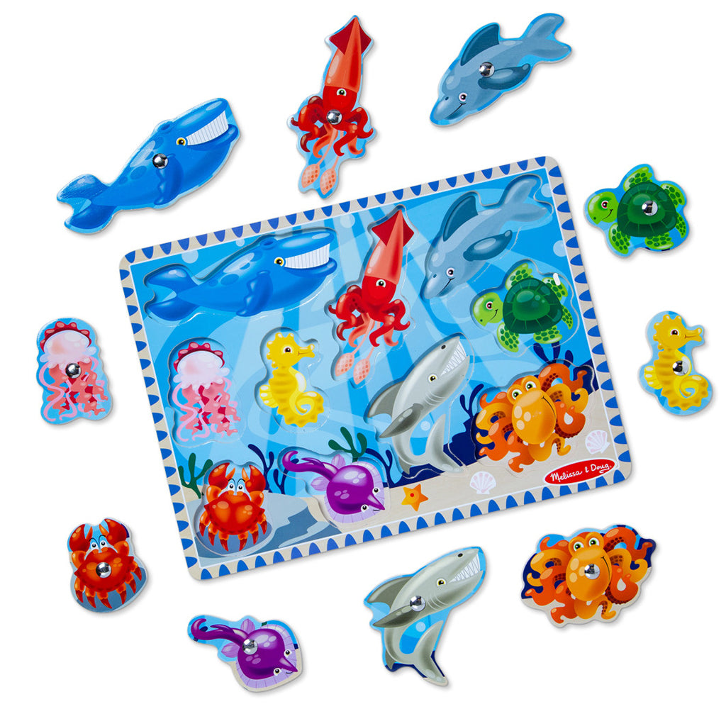 Melissa & Doug Magnetic Wooden Puzzle with Fishing Rod, 10 Pieces