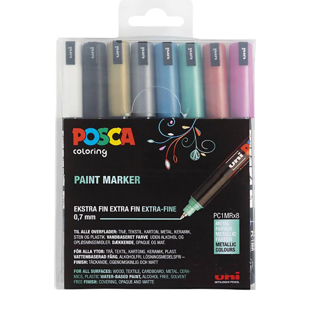 Posca Tuscher, streg 0.7 mm - 8 stk. ass farver