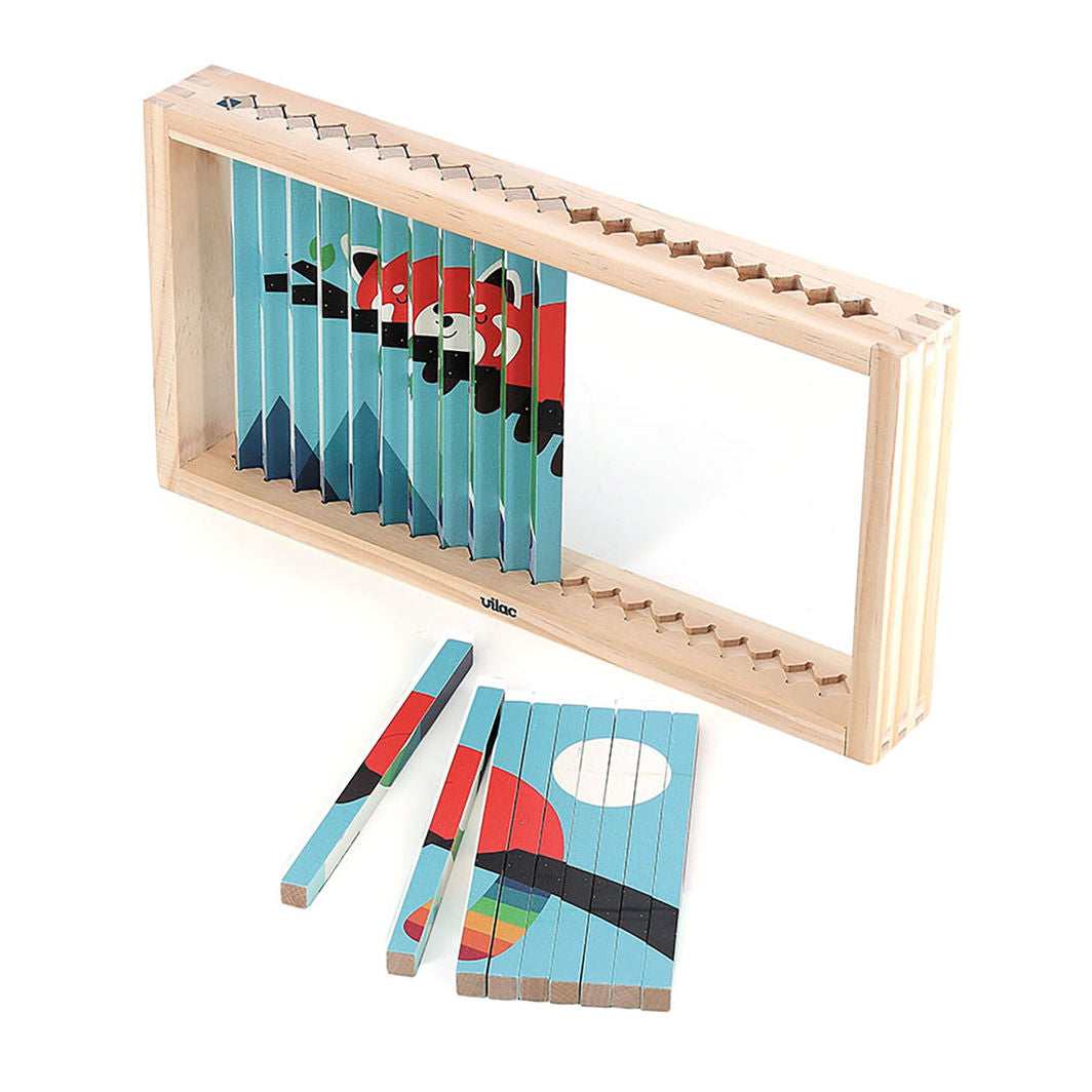 Vilac Agamograph Puzzle with 20 Pieces, 4-Dimensional Design - Animals