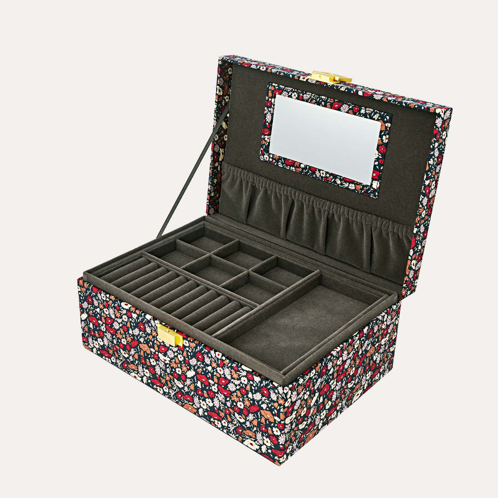 Bon Dep smykkeskrin m. Liberty print, Square - Petal & Daisy