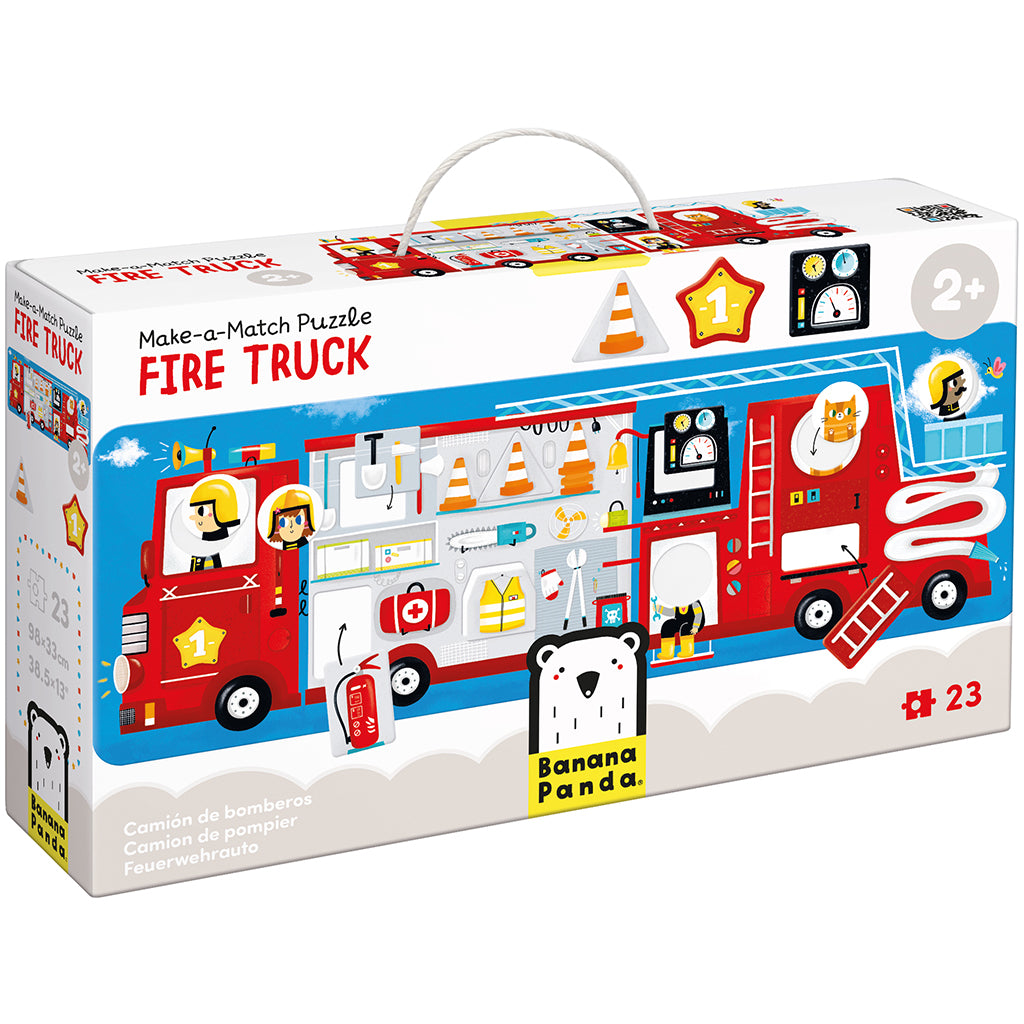 Banana Panda Collect and Match Puzzle with Fire Engine