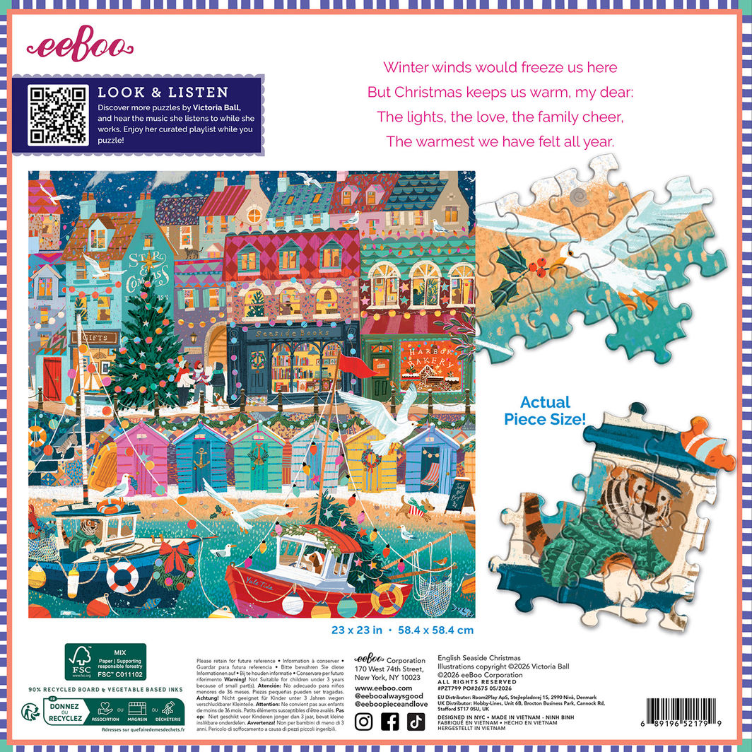 eeBoo 1000-Piece Puzzle, English Seaside Christmas