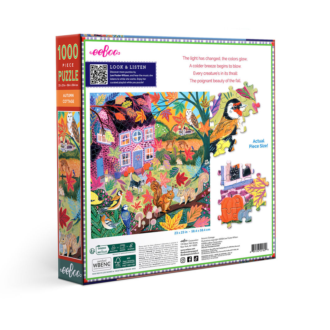 eeBoo 1000-Piece Puzzle, Autumn Cottage