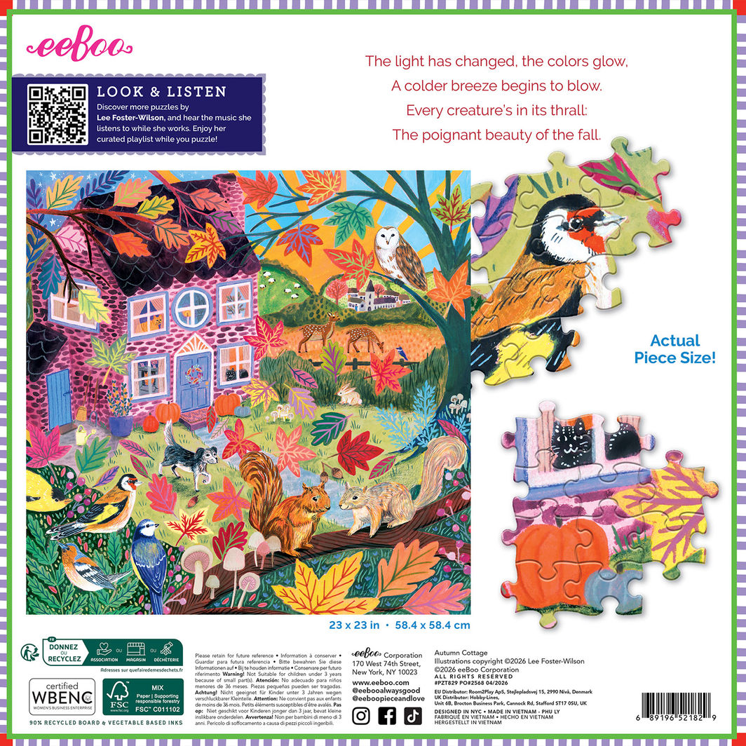 eeBoo 1000-Piece Puzzle, Autumn Cottage
