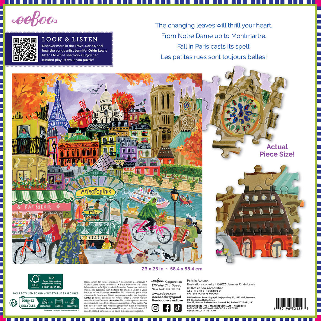 eeBoo 1000-Piece Puzzle, Paris in Autumn