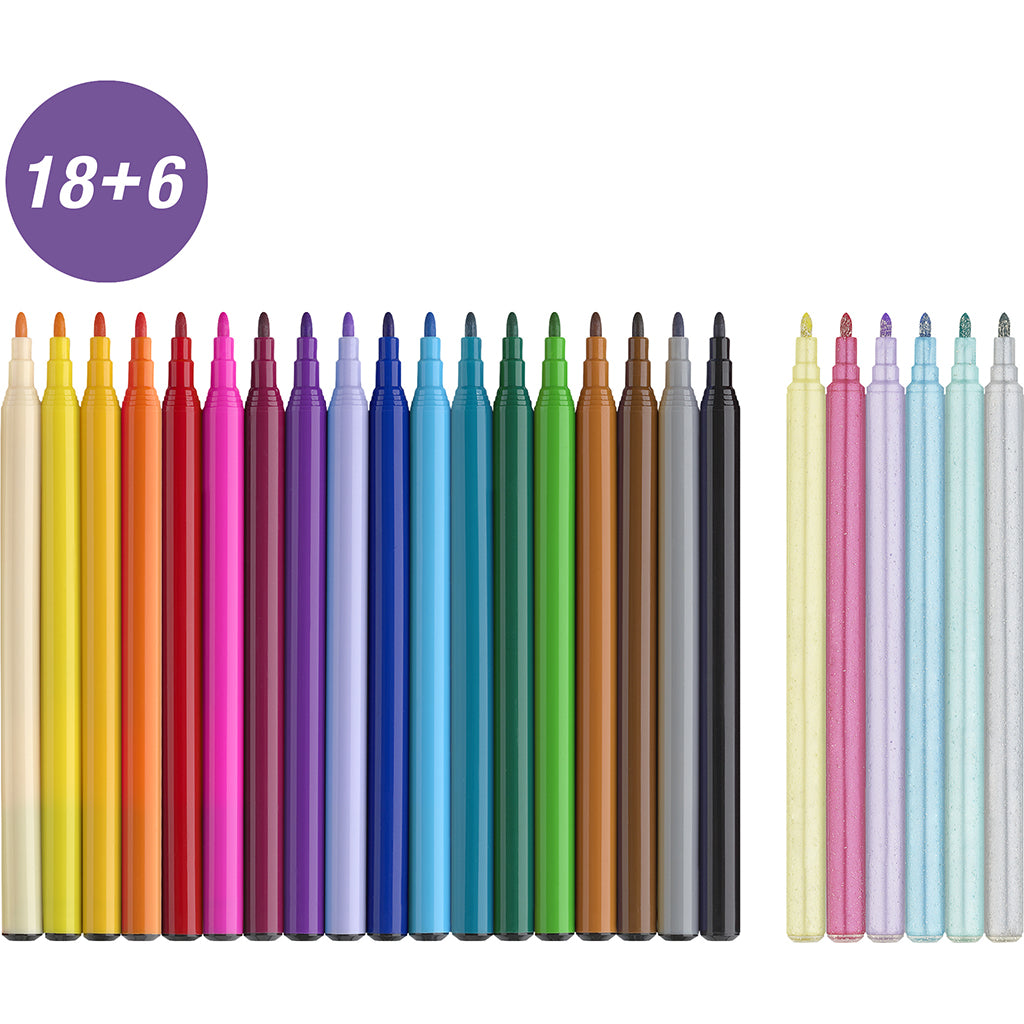Faber-Castell 18+6 Felt-Tip Pens and Stickers – Unicorn