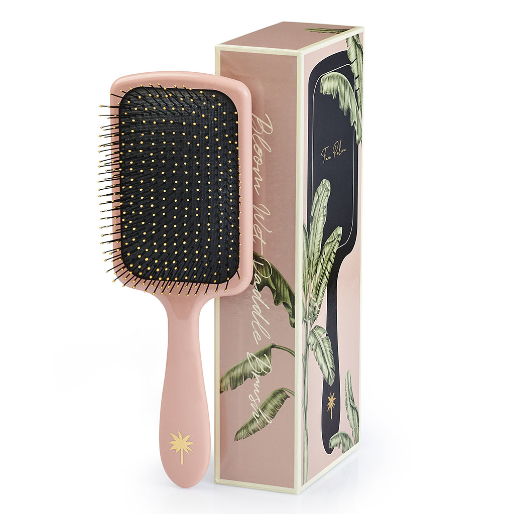 Fan Palm hårbørste, Bloom paddle wet brush, large Rose glitter