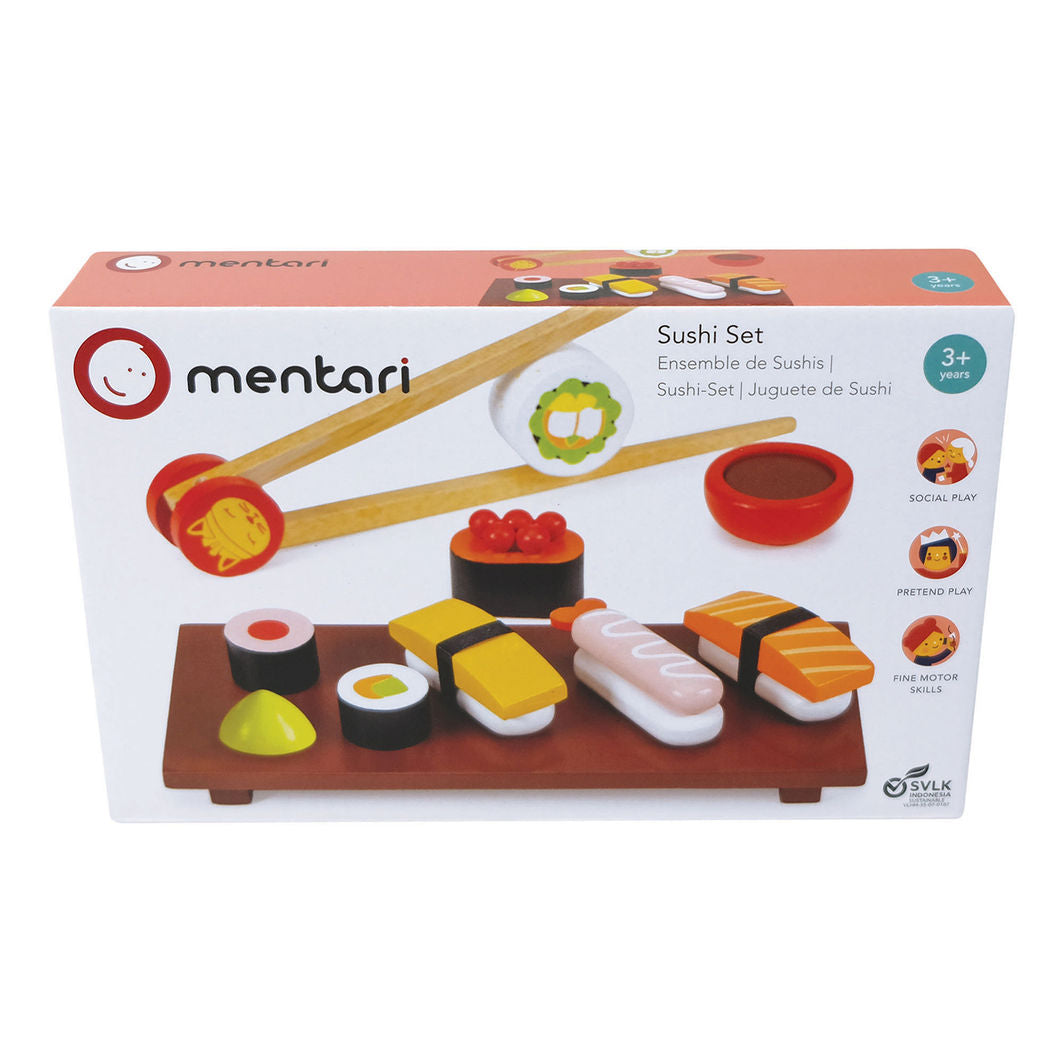 Mentari Wooden Play Food, Sushi Set with 11 Pieces