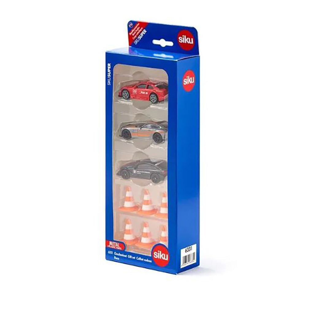 Siku Toy Cars Gift Set with 3 Race Cars and Cones