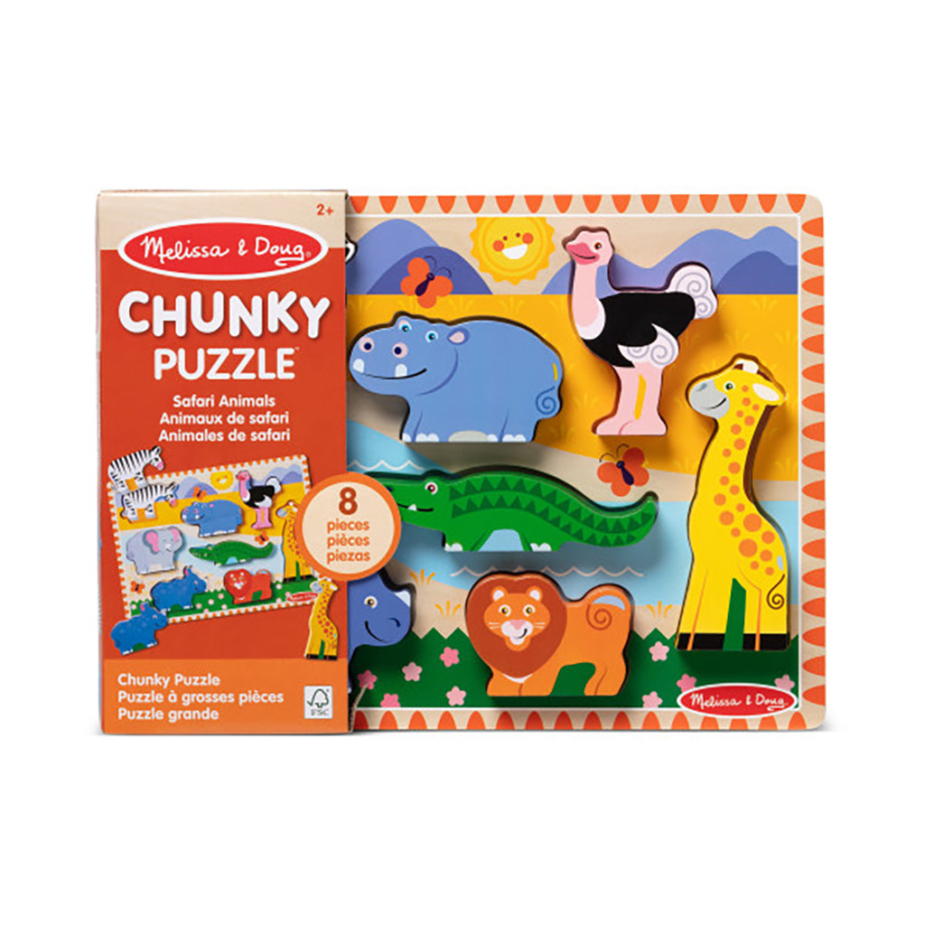 Melissa & Doug Puslespil i træ med store brikker, Safari - 8 brikker