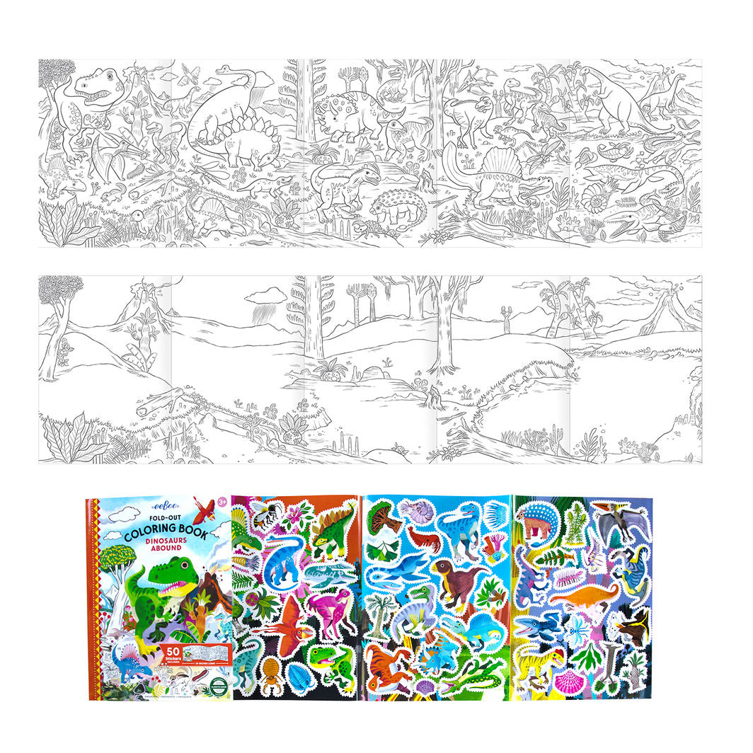 eeBoo Fold-Out Coloring Book, Dinosaurs