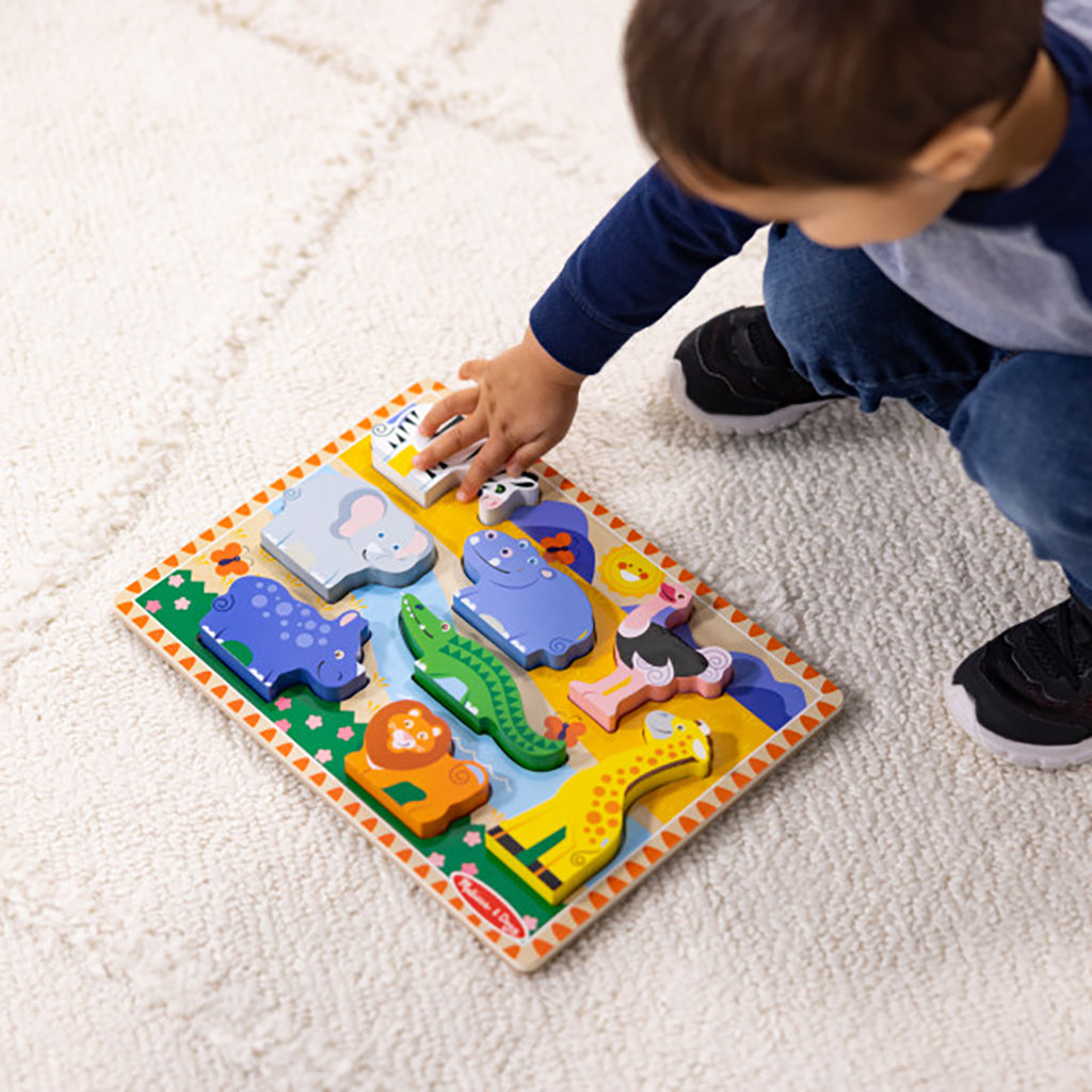 Melissa & Doug Puslespil i træ med store brikker, Safari - 8 brikker