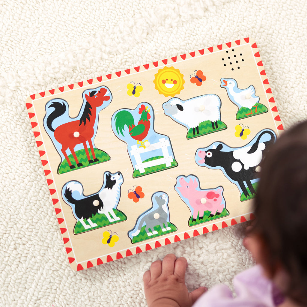 Melissa & Doug knoppuslespil m. lyd, Bondegård - 8 brikker
