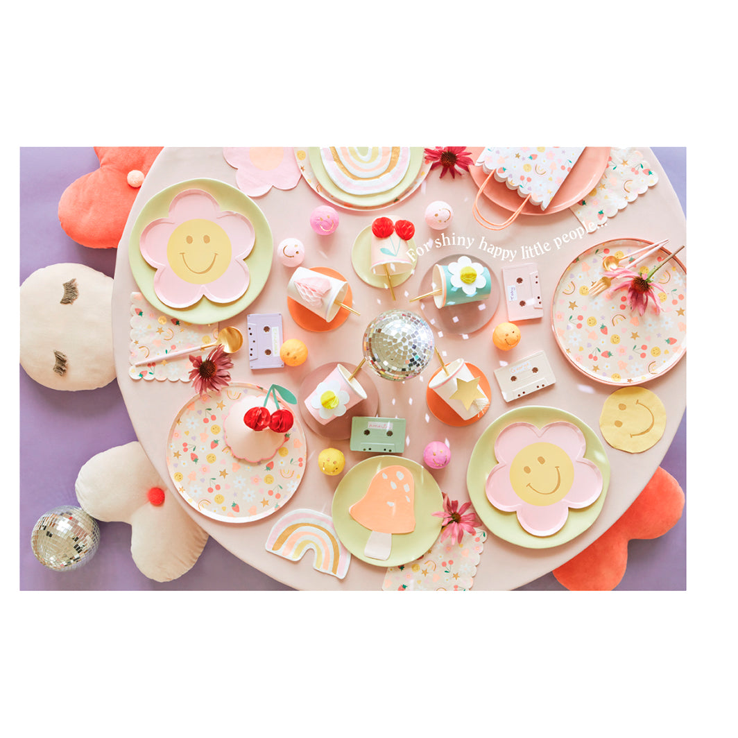 Meri Meri Paper Plates, Happy Face Flowers – Pack of 8