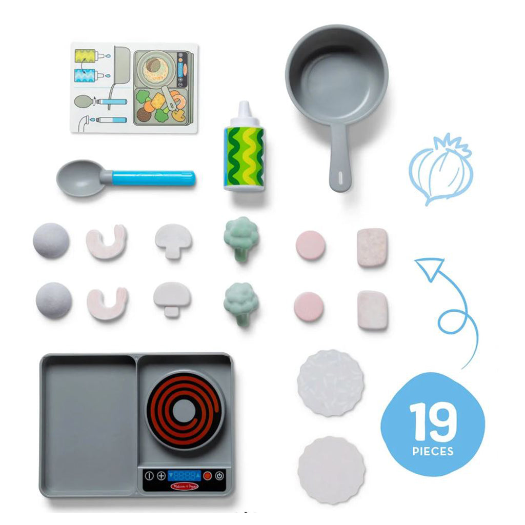 Melissa & Doug Water Wow Play Food with Water-Activated Color Change, Cooktop with Pot
