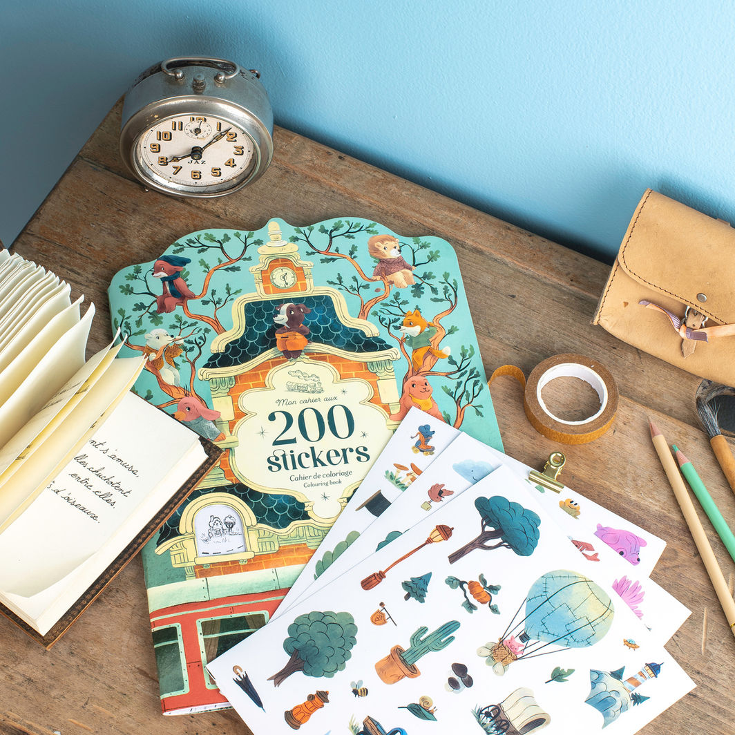 Moulin Roty Coloring Book with 200 Stickers, La bande à Jojo