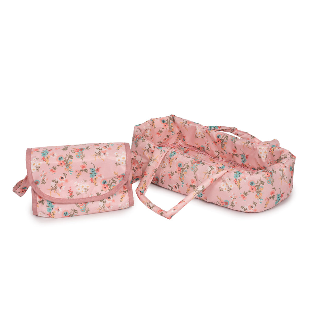 Mamamemo Doll Pram with Carrycot, Floral Pattern