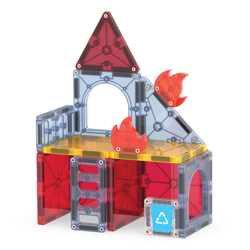 Magna-Tiles Magnetic Building Set, Fire and Rescue Station - 27 Pieces