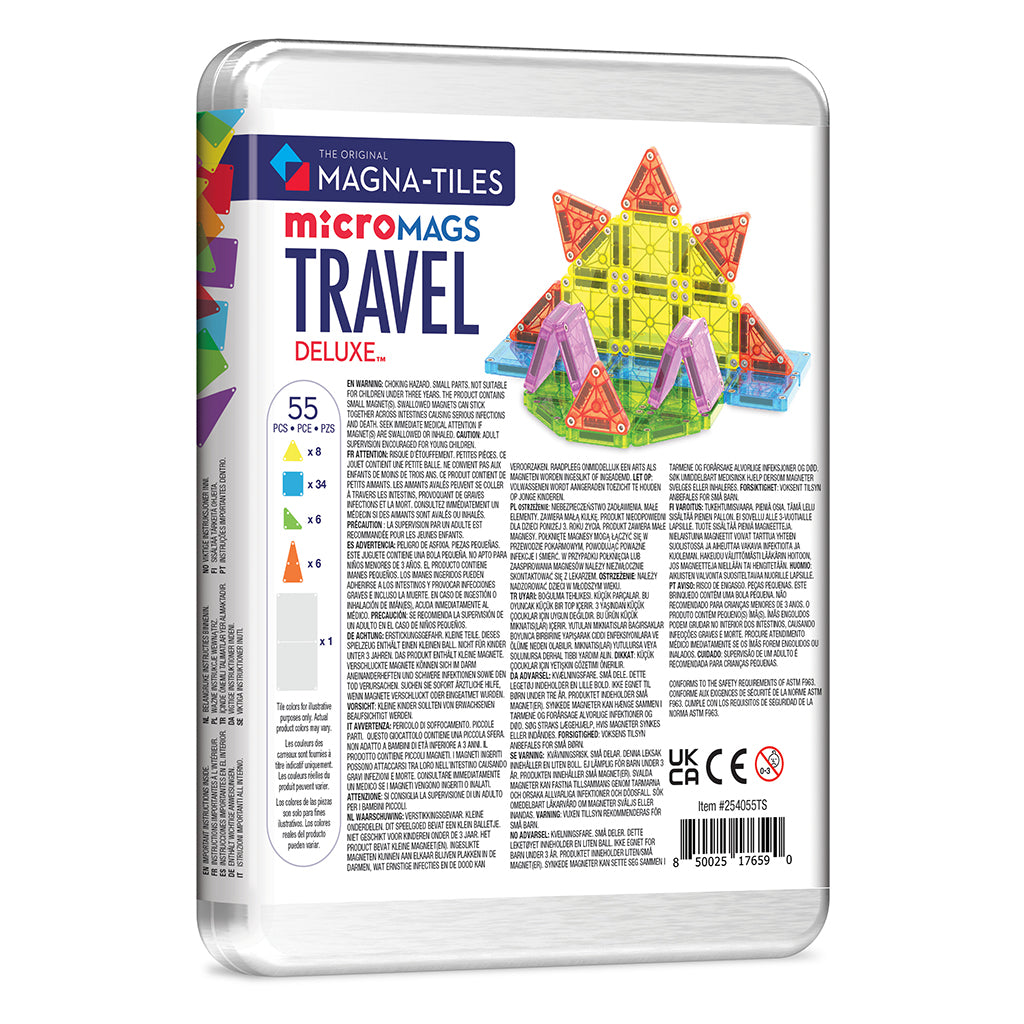 Magna-times Magnetic Building Set, microMAGS Deluxe Travel Set in Box - 55 Pieces