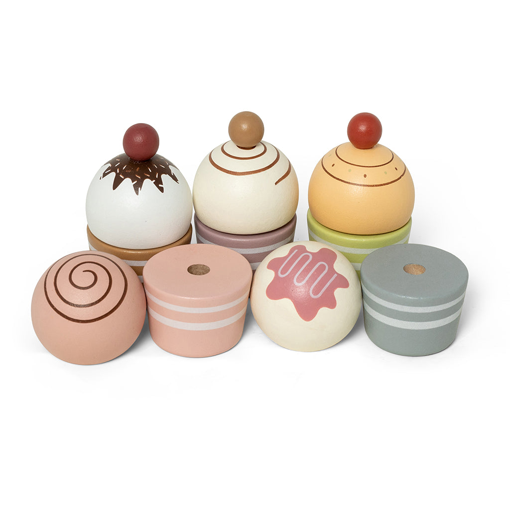 Mamamemo Legemad i træ, Cupcakes på kagefad