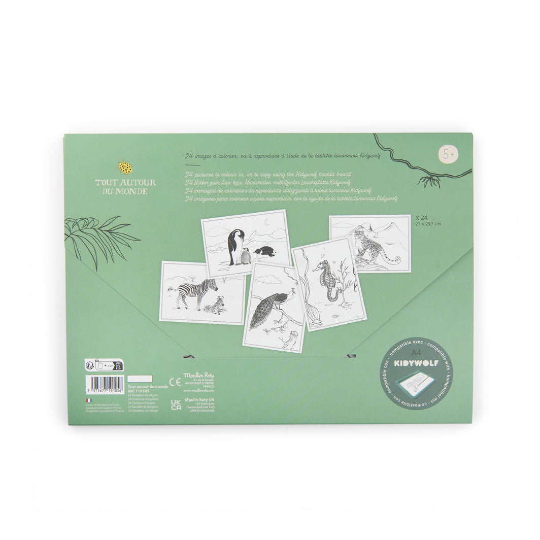Moulin Roty Kidywolf Drawing Stencils 24 pcs - Tout autour du monde