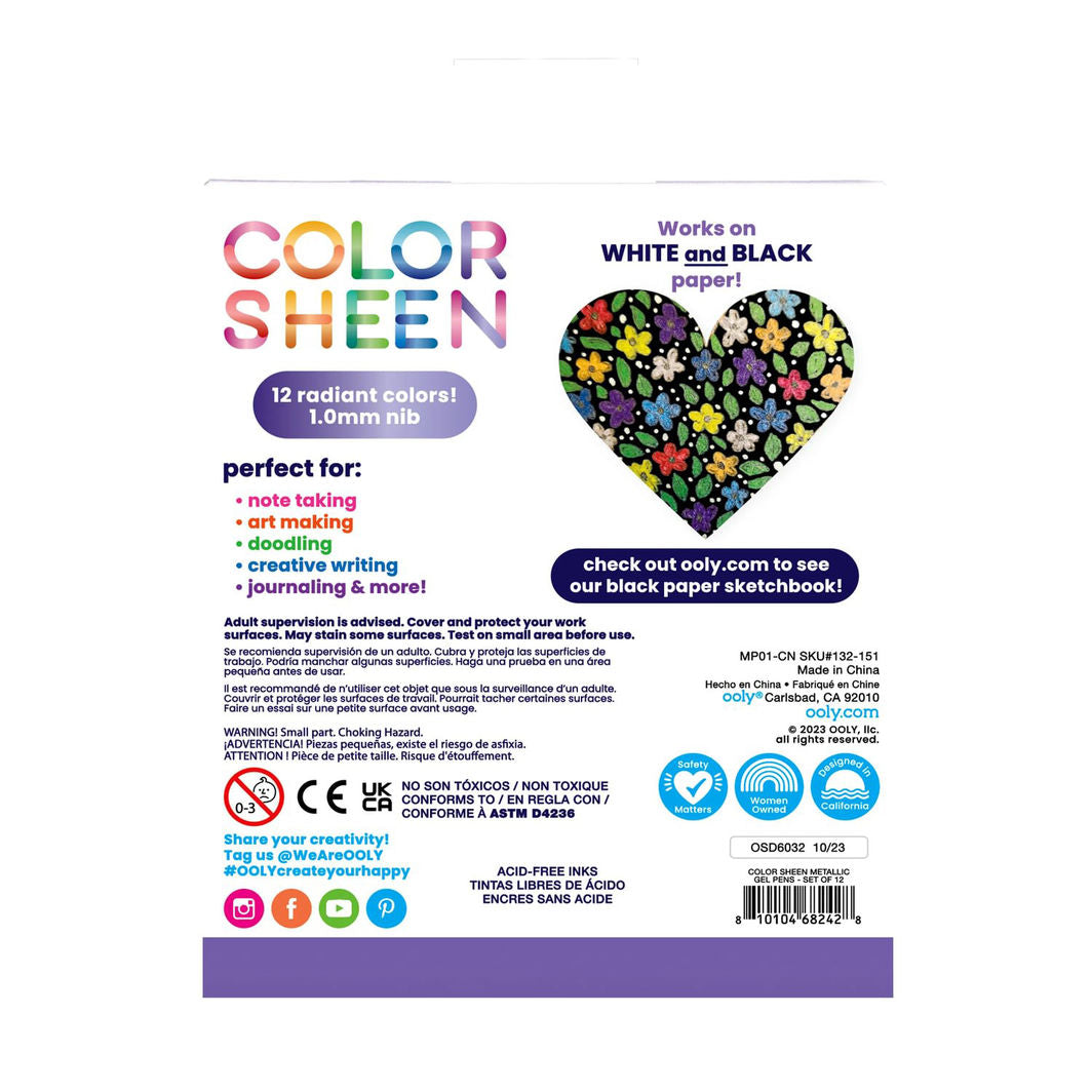 Ooly Gel Pens 12-pk, Color Sheen Metallic