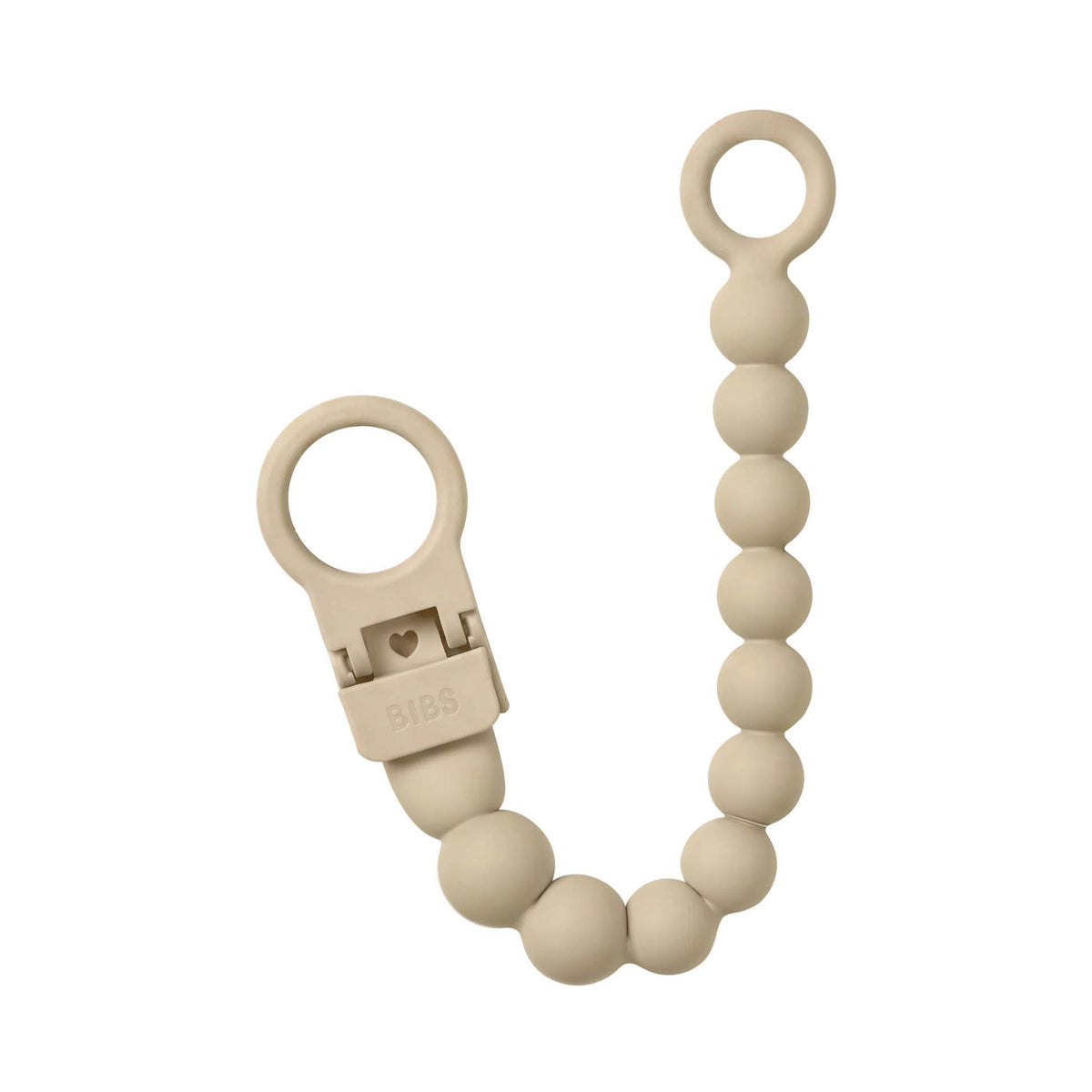 BIBS Silicone Pacifier Clip, Beaded – Vanilla